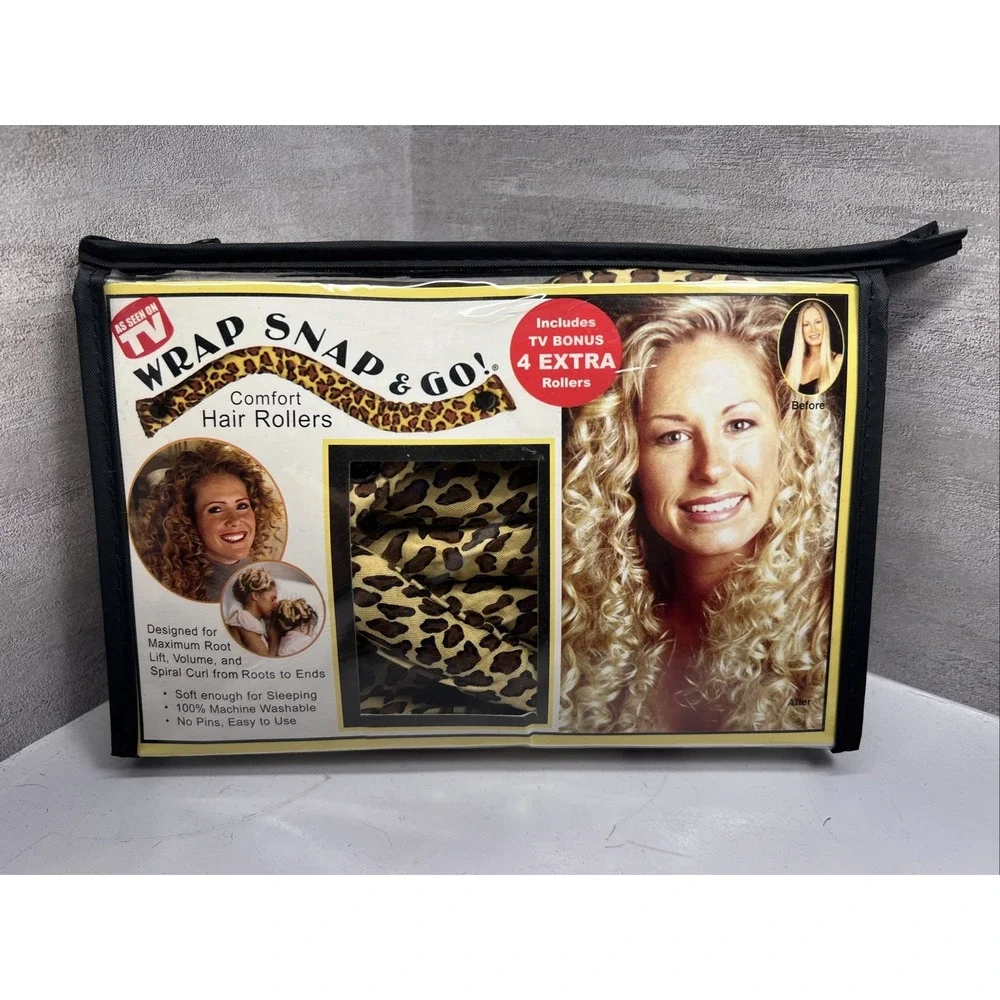 Wrap Snap & Go Comfort Hair Rollers Set of 12 Cheetah As Seen On TV 2001